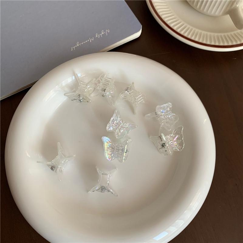 10pcs Small Butterfly Hair Clips Transparent Butterfly Summer Colorful Headwear Girl's Hair Accessories