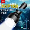 Professional Diving Torch High Lumen 800000LM Flashlight Powerful XHP160 LED Wick Diving Lantern Amphibious Scuba Diving Flashlight