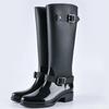 Punk Style Zipper Tall Boots Women's Pure Color Rain Boots Outdoor Rubber Water Shoes For Female 36-41 Plus Size
