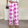 Women Pajama Pants Plush Sleep Pants Soft Elastic Waist Pajama Bottoms Plaid Pants With 2 Pockets