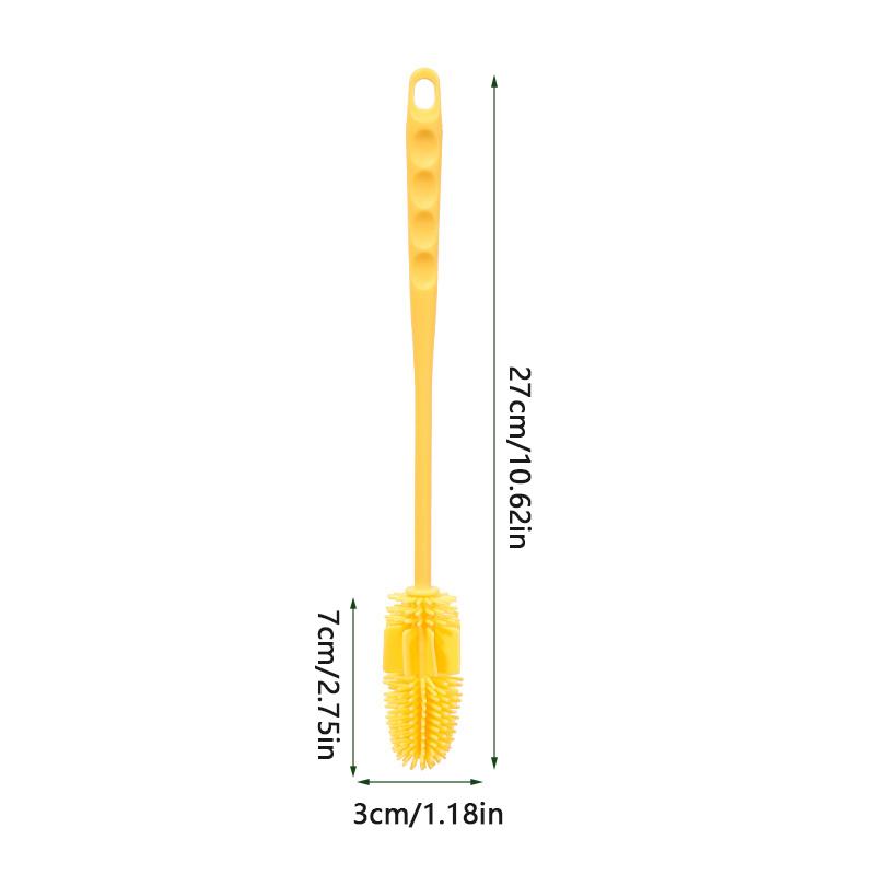 Long Handle Silicone Milk Bottle Brush Cup Scrubber Glass Cleaner Kitchen Cleaning Tool Drink Bottle Glass Cup Cleaning Brush