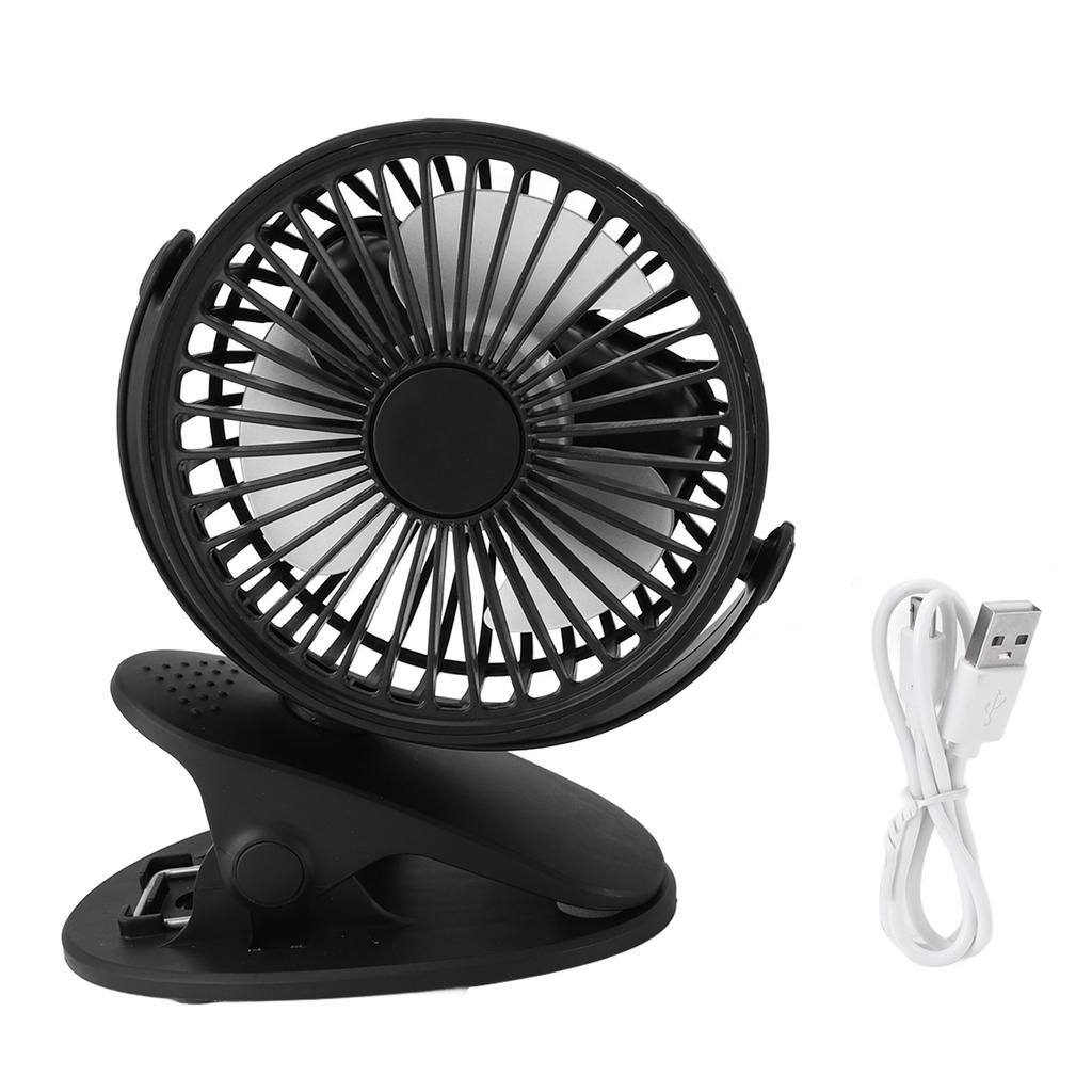 Clip On Fan 360 Degree Rotatable 3 Gears Quiet USB Charging Portable Small Desk Fan for Office Campi