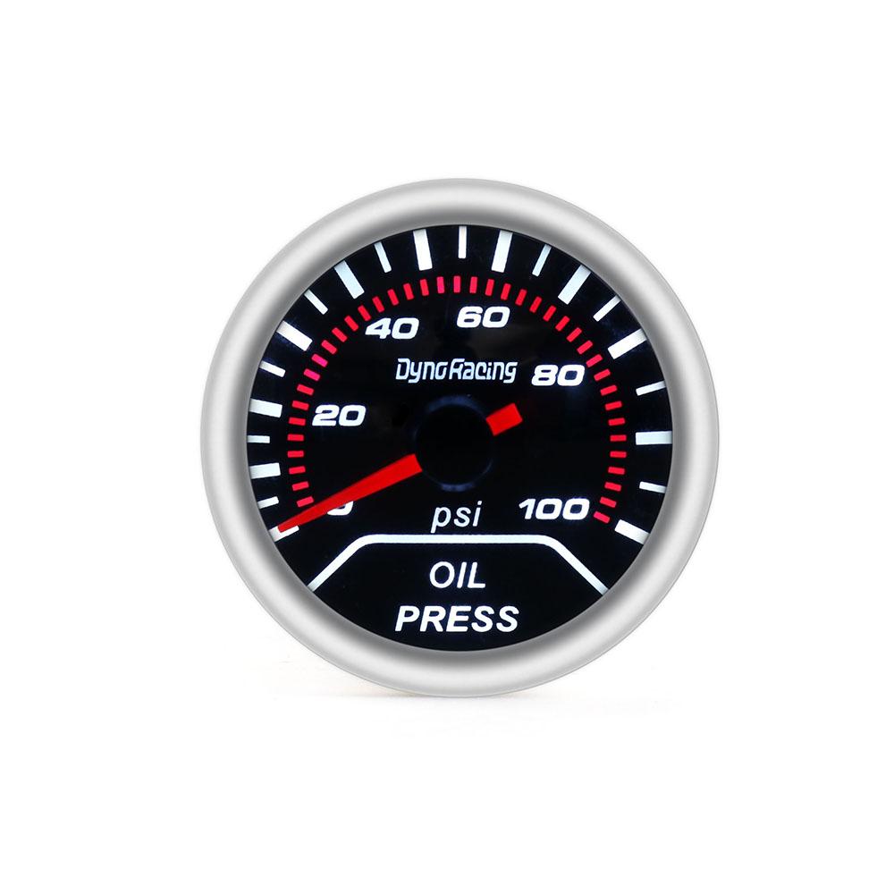 Dynoracing Auto Oil Press Gauge 2" 52mm Oil Pressure Gauge Sensor 0-100 PSI Displaying Car Meter