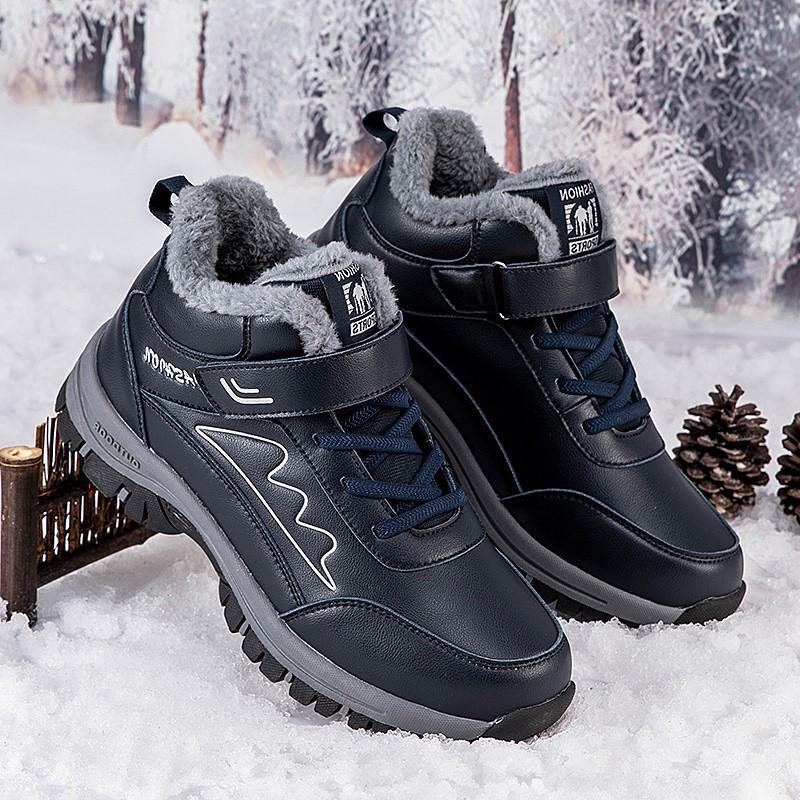 Cotton Shoes for Women: Winter Walking Shoes for Seniors and Middle-Aged, High-Top Leather Snow Boots To Prevent Rain and Snow