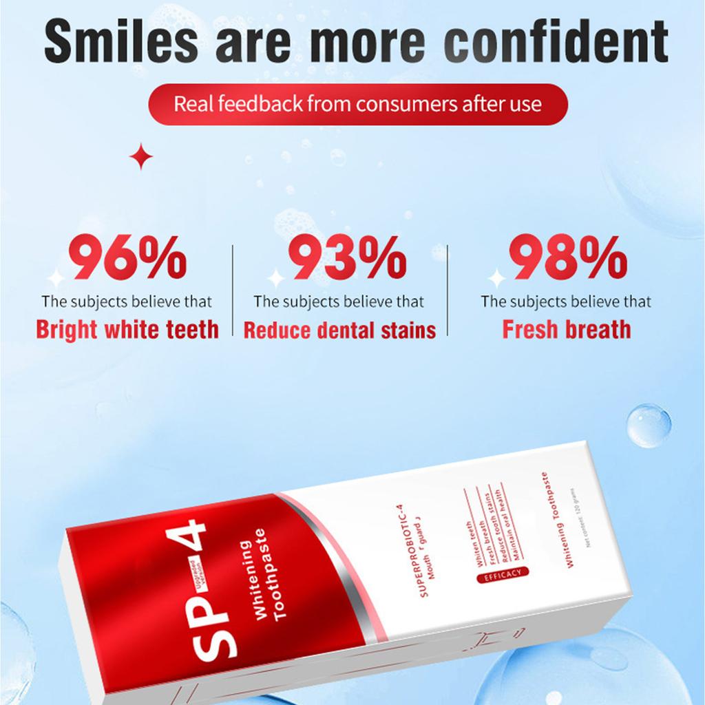 SP-4 Toothpaste, 120g, Sp-4 Probiotic Toothpaste, SP-4 Whitening Toothpaste, Fresh, Breath, Toothpaste, Toothpaste, Stain Removal, Complete Tooth Care
