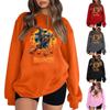 Women's Casual Round Neck Long Sleeved Pullover, Halloween Printed Top, Long Sleeved Hoodie