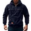 Men's Solid Color Fleece Half Zip Pocket Sweatshirt Hoodie Men's Sports Large Size Casual Sweatshirt