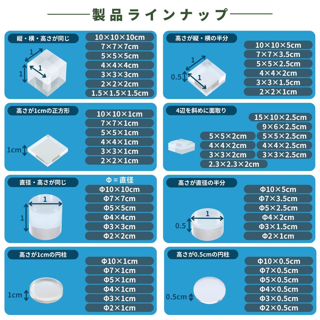 Tsukushi Science Acrylic Blocks, 50x50x20mm, 5 Pieces, Beveled Base, Cube, Display Stand, Square, Clear, Exhibition Base, E50-50-20*5