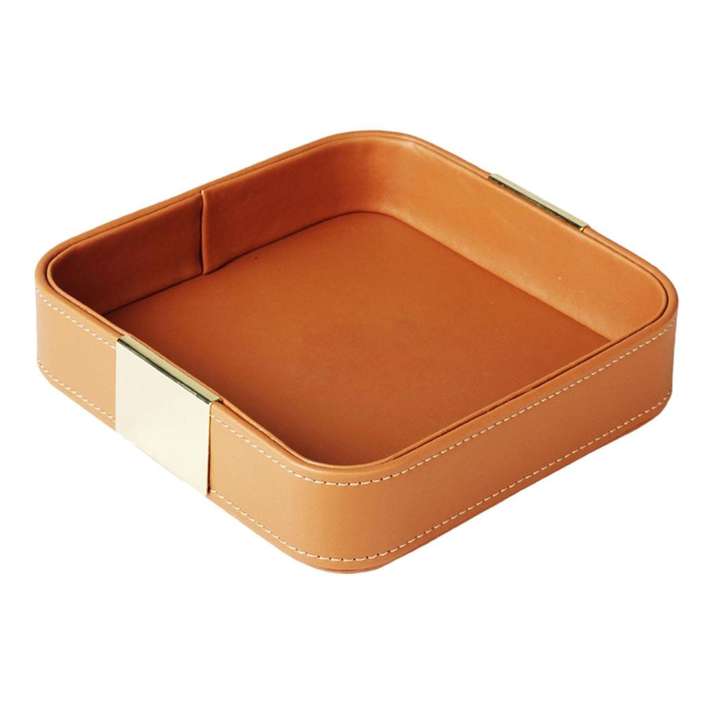 PU Leather Valet Tray Jewelry Tray Tabletop Leather Tray Jewelry Organizer for Wallet Remote Control Keys Pocket Stuff