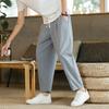 Men Ninth Pants Loose Straight Drawstring Elastic Waist Pockets Plus Size Solid Color Breathable Soft Ankle Length Casual Sweatpants
