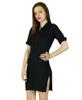 Women Short Black Mini Dress With Side Slit Soft Rayon Chic Clothing