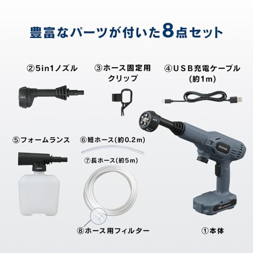 TV Broadcast Product [.co.jp Only] Iris Ohyama Rechargeable Handy Washer Cleans with Higher Pressure Than Tap Water (non-high Pressure Washer) Cordles