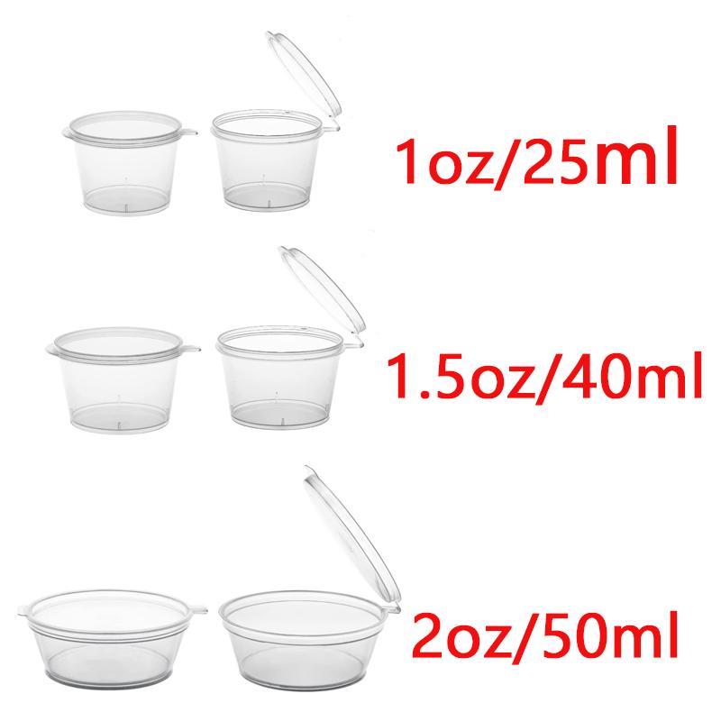 50Pcs Small Plastic Sauce Cups Food Storage Containers Clear Boxes with Lid