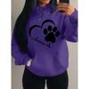 Love And Little Cat Foot Creative Print Women Hoody Fashion Autumn Sweatshirt Pocket Hoodie Sport Style Comfortable