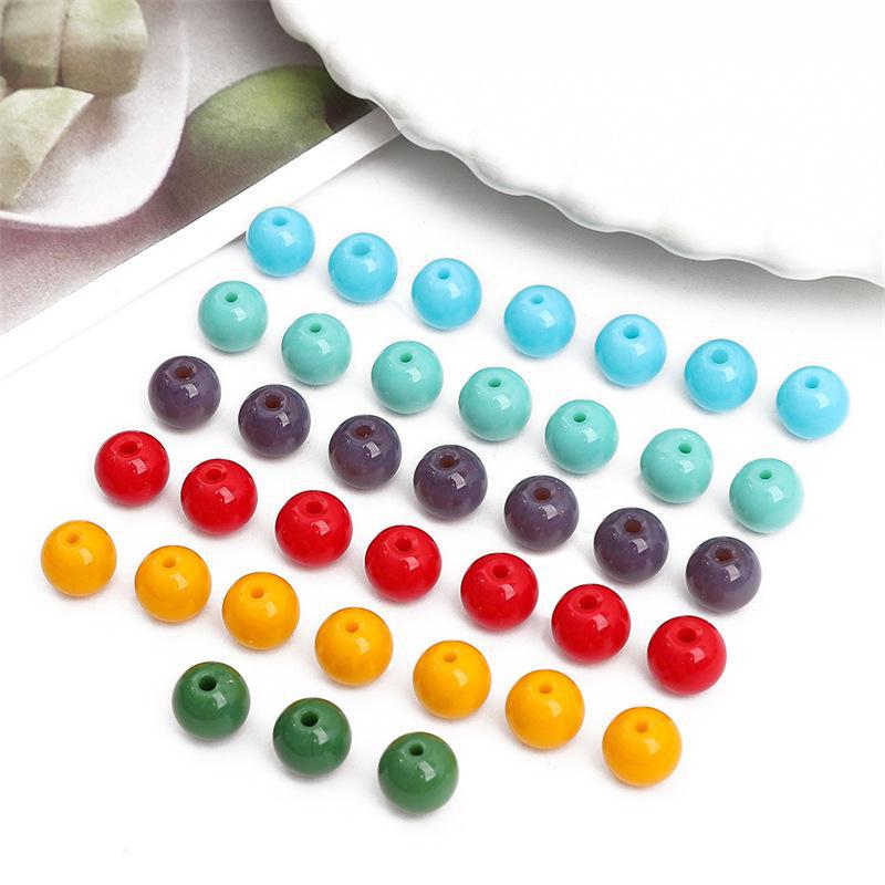 8mm Solid Color Glass Round Beads for DIY Necklace and Bracelet Jewelry Making