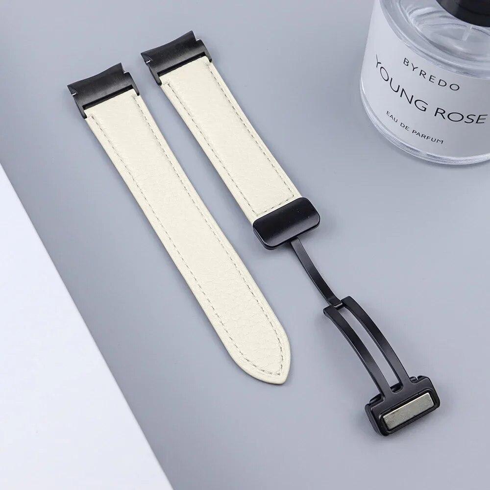 Quick Fit Leather Strap For Samsung Galaxy Watch 6Classic 43mm 47mm 6/5/4 40mm 44mm Magnetic Buckle for Watch 5pro 45mm Leather Band