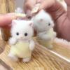 1pc Family Forest Flocked Cat Small Ornaments Cute Mini Plush Doll Doll Model Desktop Exquisite Decoration Birthday Party Gift