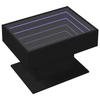 VidaXL Coffee Table with LED Black 70x50x45 Cm Engineered Wood, Side Table, Living Room Table, Side Table, End of 847533