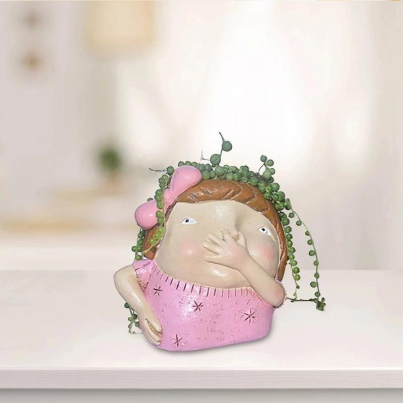 Cute Funny Girl Flower  Silicone Molds Pen Holder Epoxy Resin Mold Succulent Planter Making Tool for  Crafts