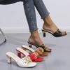 Summer Women's Slippers Sandals Shoes Female Golden Metal Chain Ladies Fashion Casual Slides Mules  Indoor Zapato Mujer