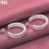 925 Sterling Silver Woven Piercing Earrings Fashion Wedding Jewelry
