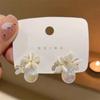 2024 Trendy Minimalist Pearl Flower S925 Silver Earrings with Cat's Eye Stone