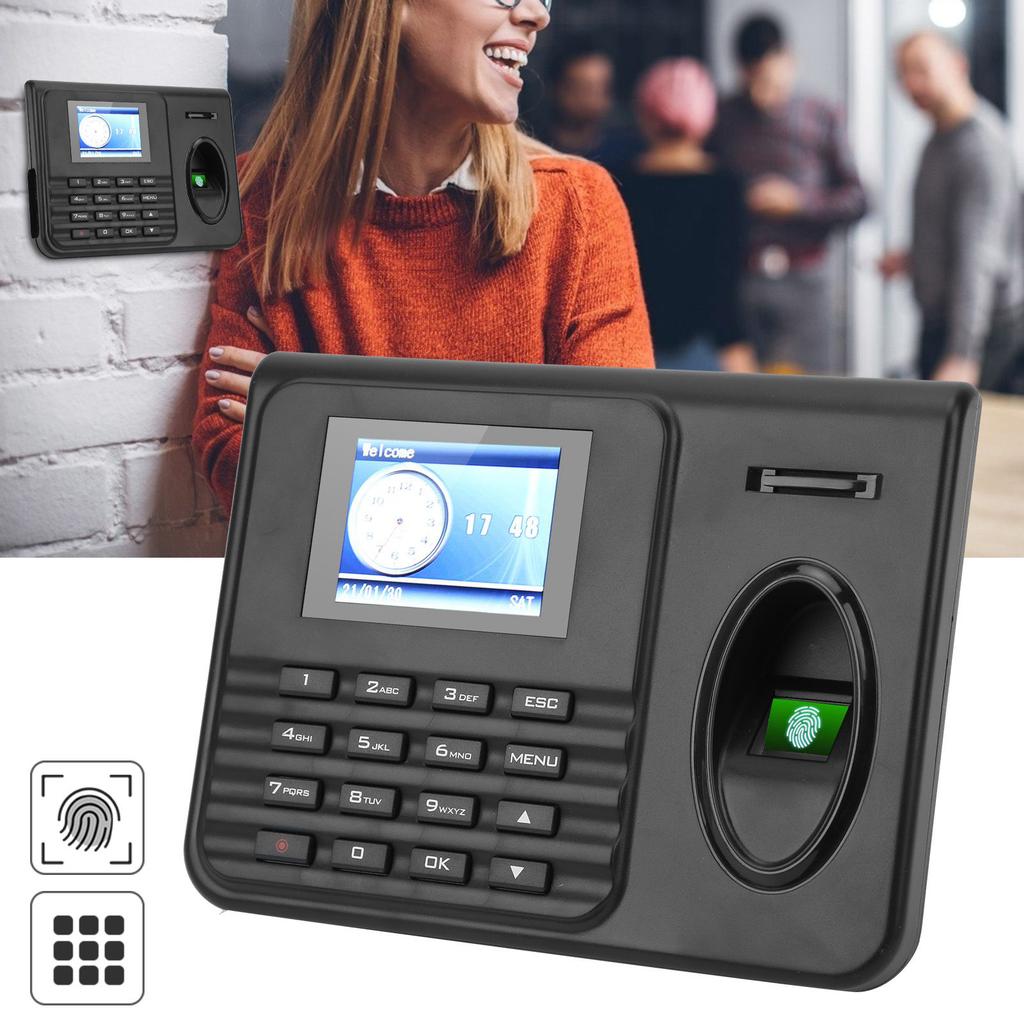 Attendance Machine Time Clock 2.4in Color Screen Biometrics Fingerprint Password Check In Out
