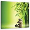 Canvas Print, Zen Stones and Bamboo On Green Background