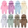 New Autumn Winter Infant Rompers Solid Color Baby Costume Boys Jumpsuit Overall Cotton Toddler Girls Hooded Clothes