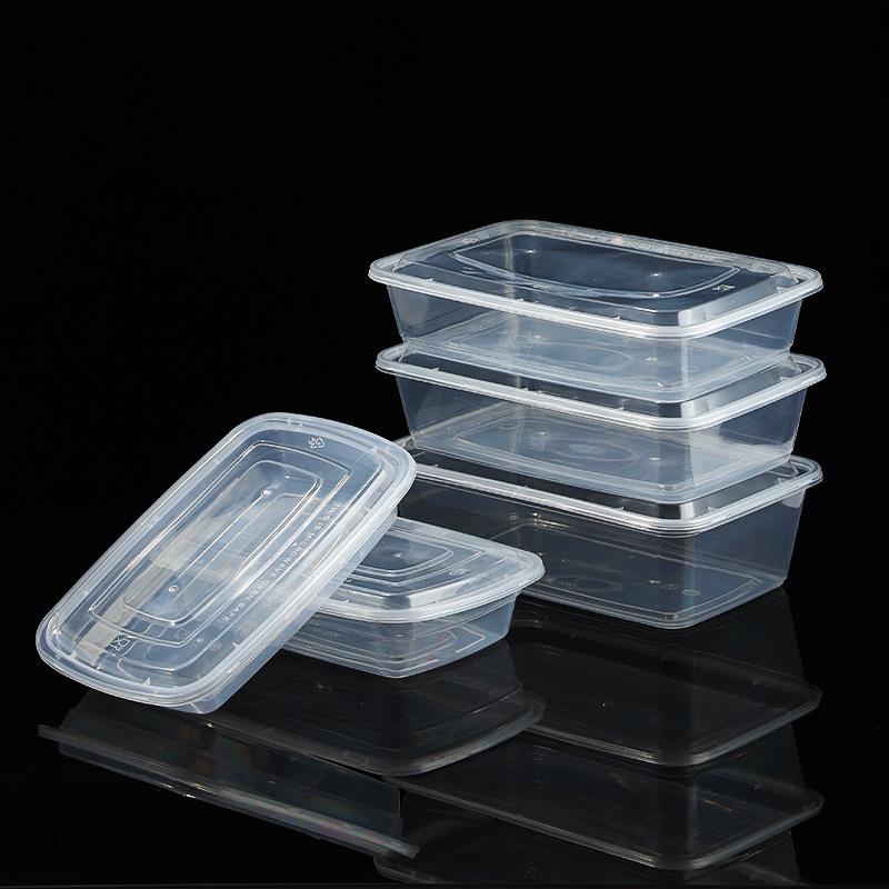 1000/1500ml Rectangular Disposable Food Container with Domed Lid - Thickened Transparent Takeout Box