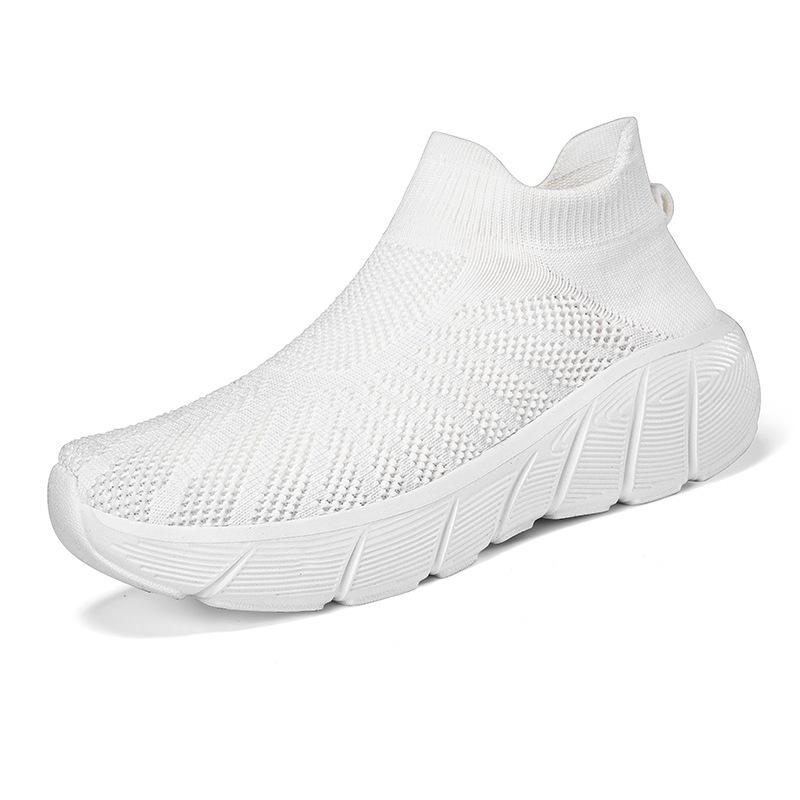 Outdoor Casual Running Shoes Men Slip-On Knitted Socks Sneakers Breathable Lightweight Mesh Lazy Shoes Easy Wear Rubber Outsole