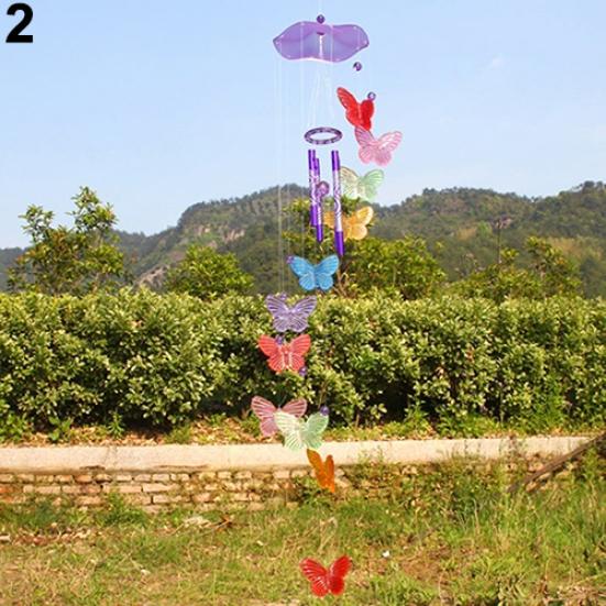 1Pc Creative Bright Color Zakka Butterfly Wind Chimes Ornament Home Room Decor