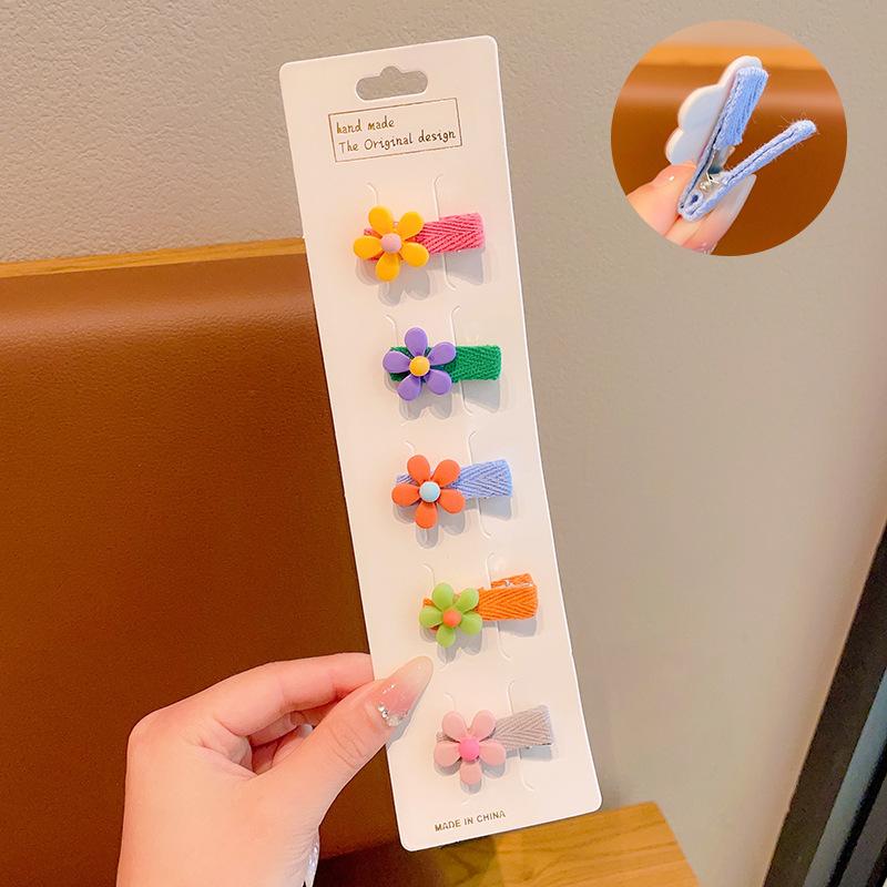 5Pcs Colorful Flower Hairpins For Girls Headwear Sweet Hair Clips Barrettes Kids Fashion Hair Accessories