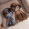 Autumn and Winter Imitation Cashmere Retro Literary Plaid Scarf for Men and Women with The Same Temperament Light Luxury Scarf and Shawl  Dual Use