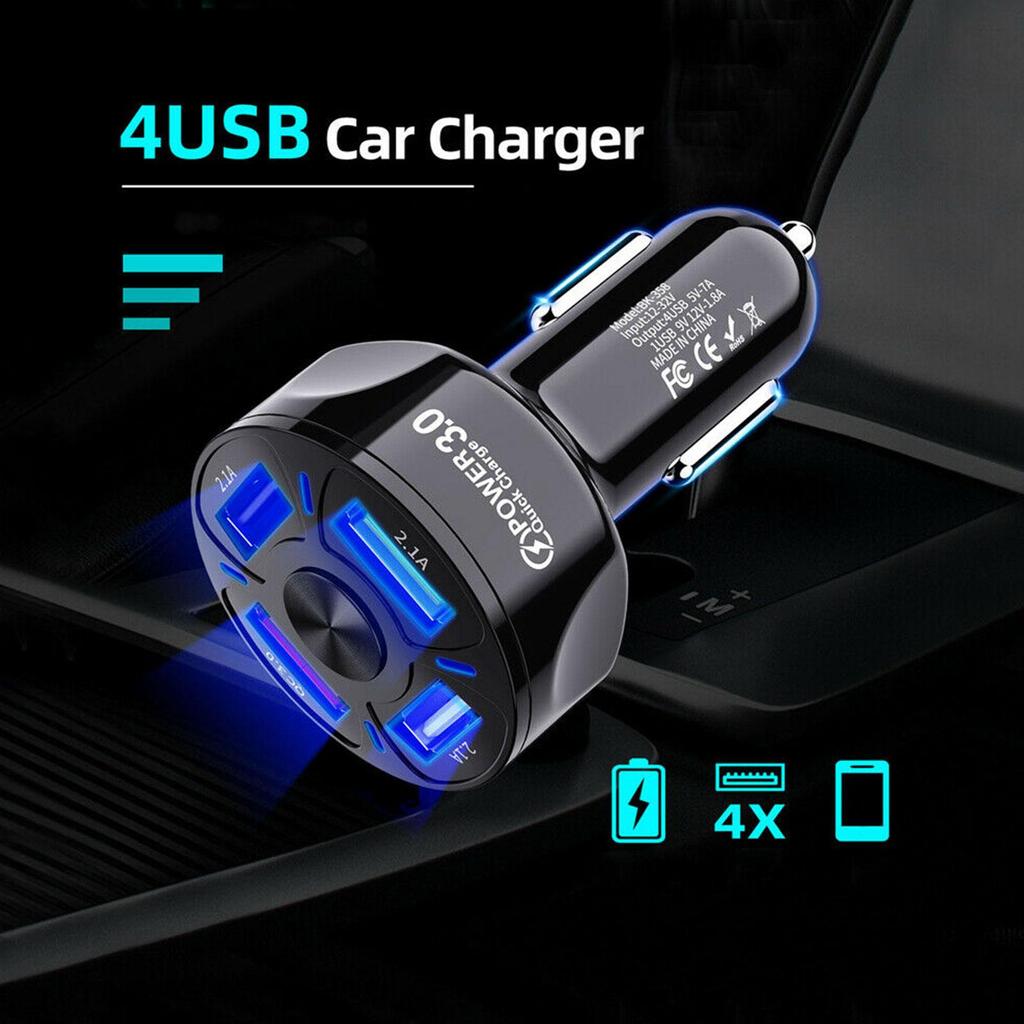 Car USB Charger PD 20W 4 Port Quick Charge 3.0 Universal Type C Fast Charging For IPhone Type C Car Charger