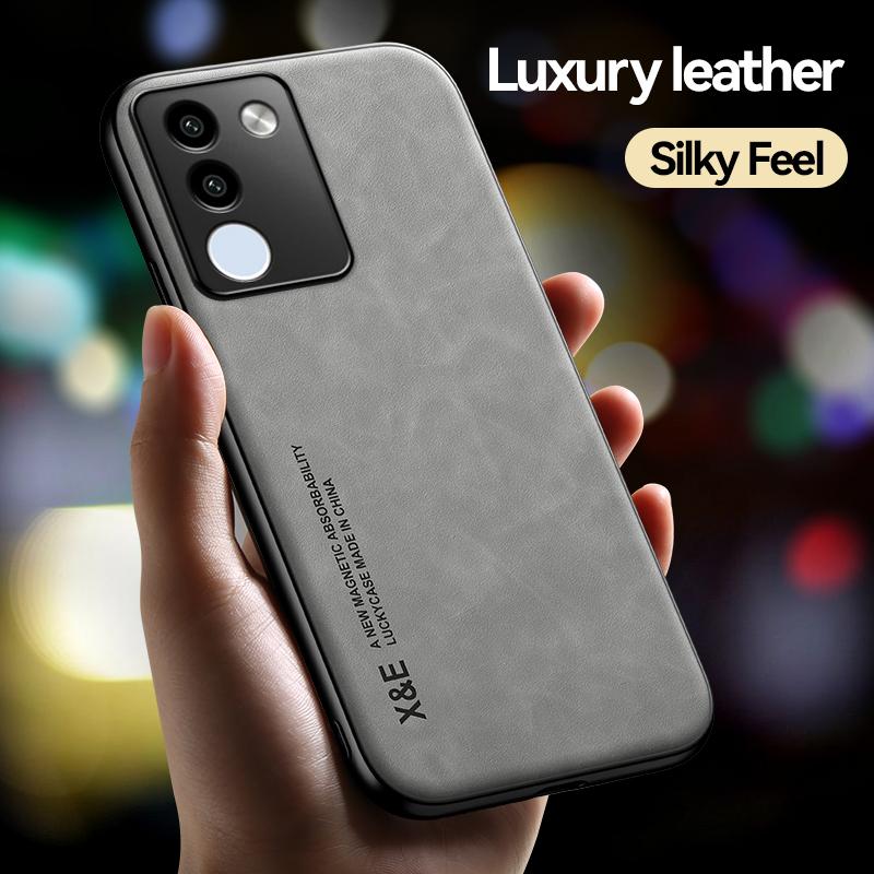 Magnetic Luxury Leather Phone Case for VIVO V29E V29Lite V27E V25 V15Pro V11i Z5 Z3i U3X Cover with Metal Plate Support Car Hold