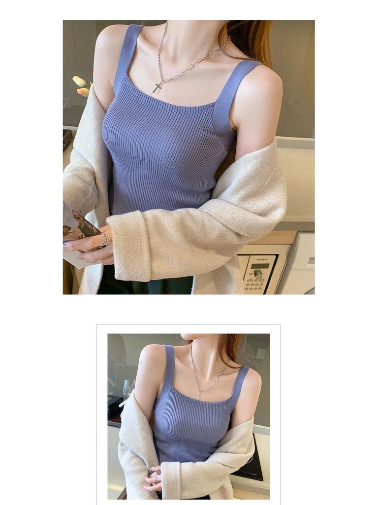 Spring-Summer Knitted Camisole Vest - Women's Stylish and Versatile Short Top