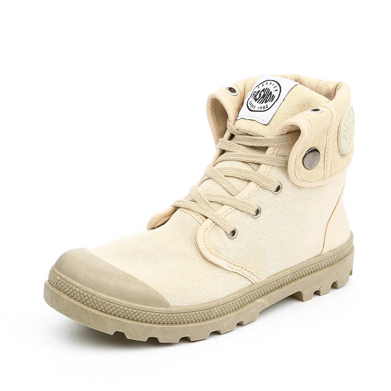 Women Mid Cut Canvas Boots Size 35-41 Outdoor Military Style Boots Workwear Shoes Trendy Couple's Sneakers Flat Bottom