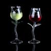 For Party Home Decor Juice Cocktail Champagne Glass Rose Flower Shape Red Wine Glass Goblet