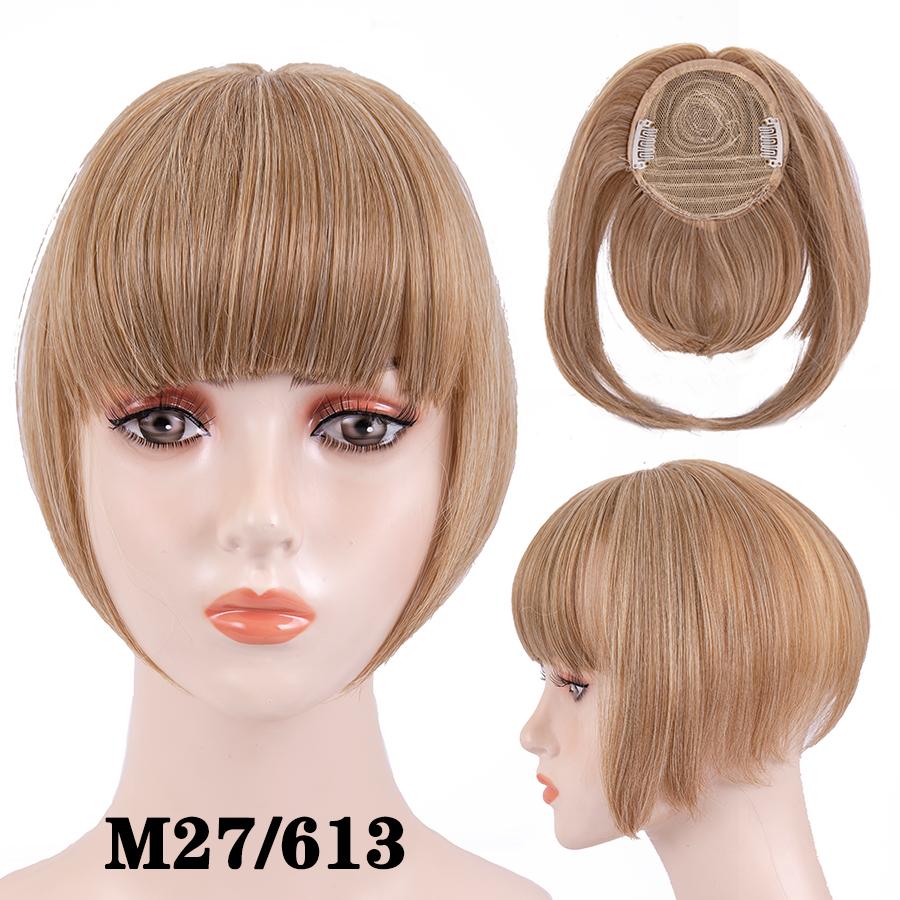 Fringe Bangs Synthetic Hair Extensions Clip In Bangs 6 Inch Short Straight Hairpiece Front Neat Bang Two Side Blonde