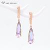 Korean Elegant Water Drop Crystal Dangle Earrings Rose Gold Color For Women Wedding Eardrop Fashion Jewelry Gift