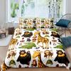 Cartoon Animals Duvet Cover Cute Giraffe Monkey Tiger Elephant Bedding Set Lovely Wildlife Comforter Cover Polyester Quilt Cover