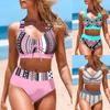 2024 Summer Two Piece Swimwear Beach Bikini Sexy Swimwear Set Summer Women's New Print Two Piece Bikini Beach Swimwear