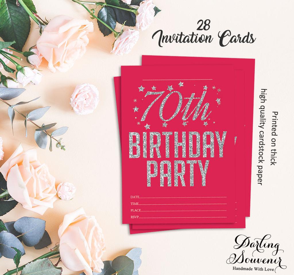 Darling Souvenir Pink Birthday Invitation Card Printable Elegant Fill or Write In Blank Party Invites 28 Pcs 5 X 7