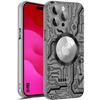 Case for iPhone 15 Pro with Magnetic Circle and Camera Protection, Shockproof Rigid Translucent - Printed Black Circuit Pattern