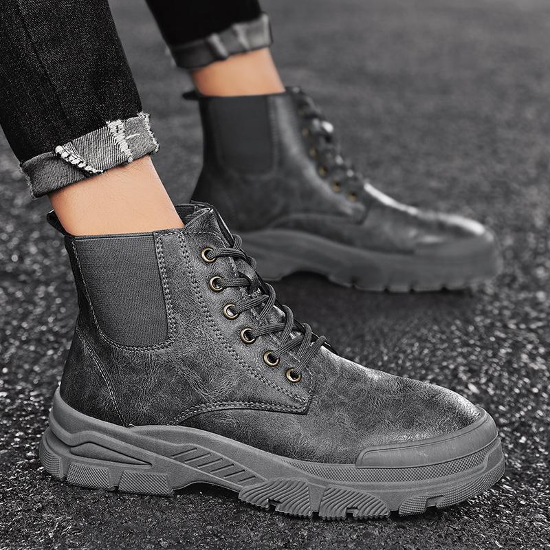 New Tooling Shoes Men Casual Leather Booties Autumn Quality High Top 8s Boots Male Platform Ankle Boots Zapatos De Hombre