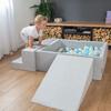 KiddyMoon Soft Ball Pit Square 120x30cm/300 Balls Balls 7cm / 2.75in for Kids, Light Grey:white-grey-light Turquoise