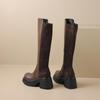 Krazing Pot Microfiber Autumn Winter Shoes Patch Work Platform Boots Round Toe Keep Warm Thick Bottom Thigh High Boots