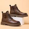 Retro Men's Warm Men's Leather Shoes High-top Tooling Boots Martin Boots Men's Autumn and Winter Velvet British Style