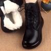 Soft Leather Cotton Shoes Women's Autumn and Winter 2024 Soft-soled Thick-haired Casual Versatile Leather Boots Non-slip and Thin Martin Boots Women's